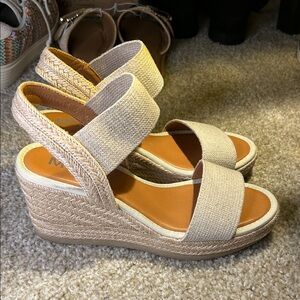 MIA Beige Canvas Espadrille Wedge Sandals